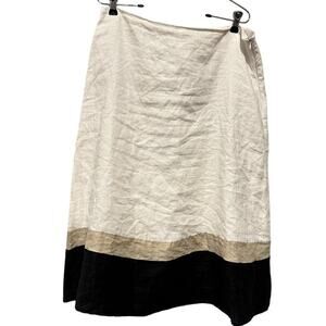 Vintage 100% Linen Vacation Skirt Size 10 A Line Skirt White Classic Boho
